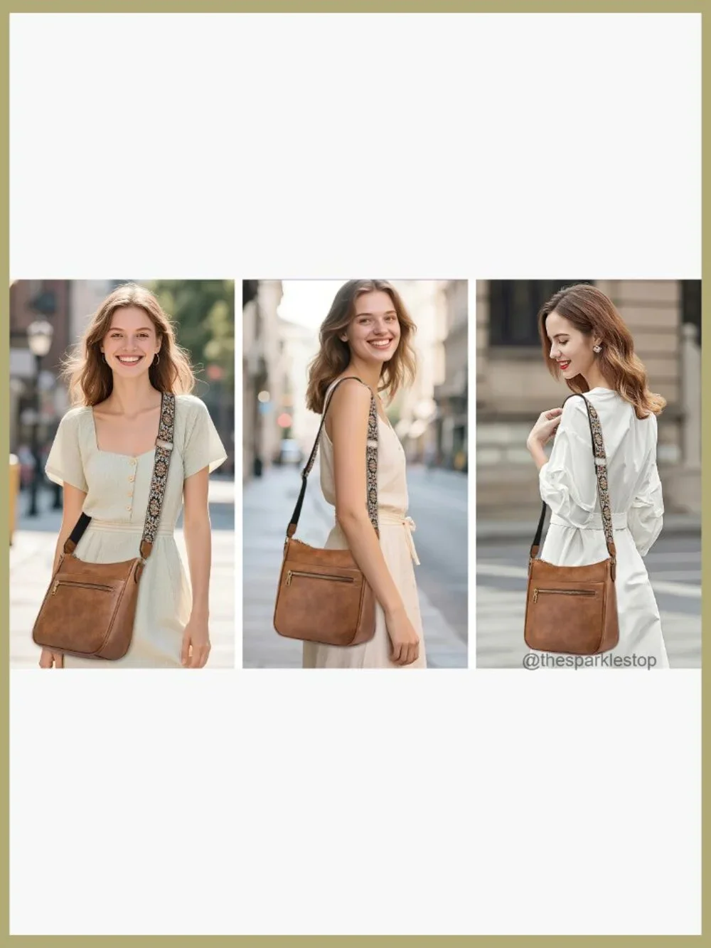 Vegan Leather Hobo Crossbody Bag with Adjustable Wide Strap